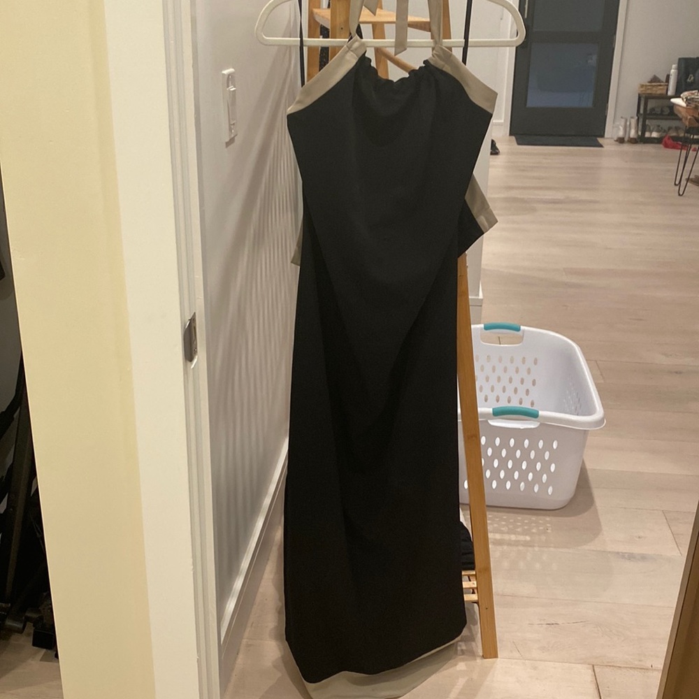 The Limited black / tan halter maxi